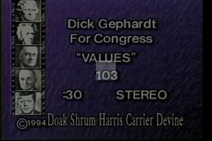 1994 - U.S. House of Representatives - Richard Andrew (Dick) - Gephardt - &quot;Values&quot;, 1994-01-01 - 1994-12-01