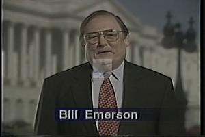 ["In the 1994 campaign ad for Republican Norvell William (Bill) Emerson, he emphasizes his accessibility to Missouri constituents through a mobile office initiative. Scenes show Emerson conversing with diverse groups across southern and rural Missouri, promoting bipartisan support and listening actively to residents' concerns. The ad highlights his commitment to accessible and responsive constituent service."]