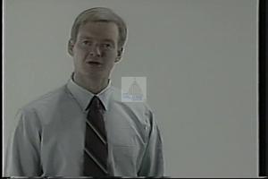 ["In the 1994 presidential campaign ad, Republican Kenny Hulshof criticizes Democrat Harold Volkmar for supporting increased taxes and spending. Hulshof advocates for fiscal reform and government accountability, directly addressing voters and arguing for necessary policy changes. He consistently presents himself as a confident, serious advocate for reducing government size and spending."]