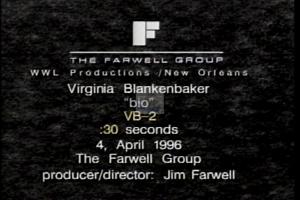 1996 - United States House of Representatives Offices and Issue Campaigns - Blankenbaker Virginia - &quot;Bio&quot;, 1996-01-01 - 1996-12-31