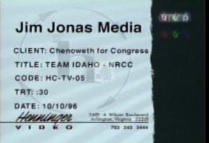 1996 - United States House of Representatives Offices and Issue Campaigns - Chenoweth Helen - &quot;Team Idaho - NRCC&quot;, 1996-01-01 - 1996-12-31