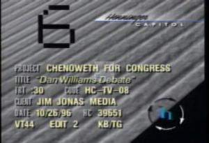 1996 - United States House of Representatives Offices and Issue Campaigns - Chenoweth Helen - &quot;Dan Williams Debate&quot;, 1996-01-01 - 1996-12-31