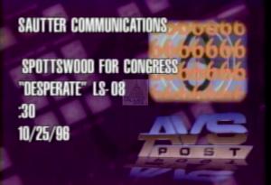 1996 - United States House of Representatives Offices and Issue Campaigns - Spottswood Lydia C. - &quot;Desperate&quot;, 1996-01-01 - 1996-12-31