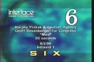 1996 - United States House of Representatives Offices and Issue Campaigns - Rosenberger Geoff H. - &quot;Mud&quot;, 1996-01-01 - 1996-12-31