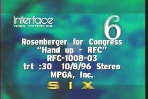 1996 - United States House of Representatives Offices and Issue Campaigns - Rosenberger Geoff H. - &quot;Hand Up - RFC&quot;, 1996-01-01 - 1996-12-31