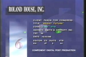 1996 - United States House of Representatives Offices and Issue Campaigns - Paxon William L. (Bill) - &quot;Bright Future&quot;, 1996-01-01 - 1996-12-31