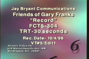 1996 - United States House of Representatives Offices and Issue Campaigns - Franks Gary - &quot;Record&quot;, 1996-01-01 - 1996-12-31