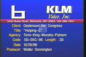 1996 - United States House of Representatives Offices and Issue Campaigns - Gejdenson Samuel (Sam) - &quot;Helping - C&quot;, 1996-01-01 - 1996-12-31