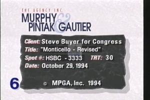 1994 - United States House of Representatives Offices and Issue Campaigns - Stephen (Steve) Buyer - &quot;Monticello-Revised&quot;, 1994-01-01 - 1994-12-31