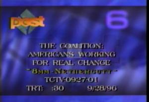 1996 - United States House of Representatives Offices and Issue Campaigns - Nethercutt George R., Jr. - &quot;8mm-Nethercutt&quot;, 1996-01-01 - 1996-12-31