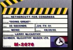1996 - United States House of Representatives Offices and Issue Campaigns - Nethercutt George R., Jr. - &quot;Doing Great&quot;, 1996-01-01 - 1996-12-31