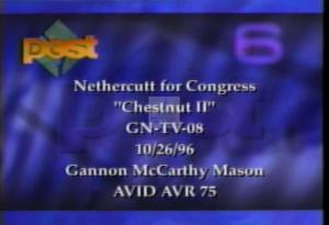 1996 - United States House of Representatives Offices and Issue Campaigns - Nethercutt George R., Jr. - &quot;Chestnut II&quot;, 1996-01-01 - 1996-12-31