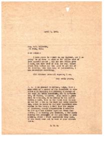 Correspondence Regarding Fay Ragland&#39;s Lease and Political Interference, 1921-04-05