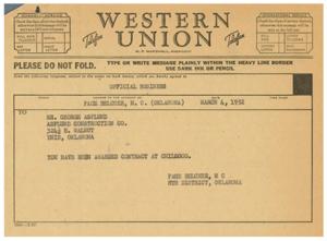 Telegraphic Contract Award and Bid Tabulation Correspondence, 1952, 1952-02-22
