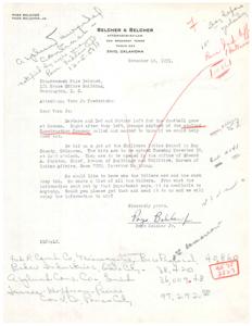 Letter from Page Belcher Jr. Requesting Information on Construction Bids, 1951-11-16