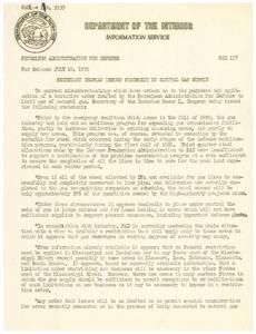 Statement on Natural Gas Supply Limitations by Secretary of the Interior in 1951, 1951-07-10