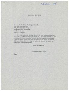 Correspondence Regarding Superintendent Position at Sequoyah Indian Training School, 1953, 1953-11-30