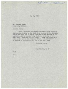 Correspondence Regarding Financial Assistance for Mr. Tennyson Berry, 1953-05-13