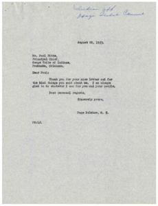 Correspondence Between the Osage Tribe of Indians and Congressman Page Belcher Regarding House Concurrent Resolution No. 108, 1953-08-18