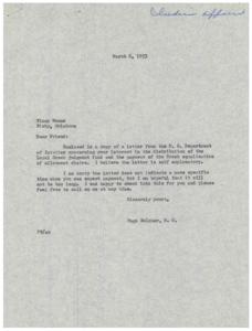 Loyal Creek Indian Funds Distribution: Correspondence between Nicey Evans and Congressman Page Belcher, 1951-01-01 - 1953-12-31
