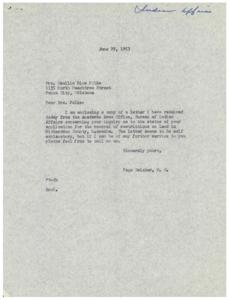 Correspondence Regarding Removal of Land Restrictions in Richardson County, Nebraska, 1953-06-29