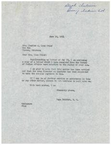 Correspondence Regarding the Annuity Payments and Tribal Status of Charles Lone Chief Jr., 1954-05-13