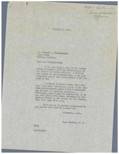 Correspondence Regarding Employment Application to the Bureau of Indian Affairs, 1954-09-18