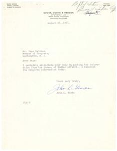 Correspondence Regarding Indian Land Title Inquiry in 1953, 1951-01-01 - 1953-12-31