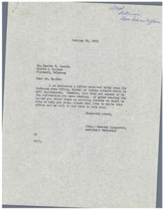 Correspondence Regarding Heirship and Land Claims of Sam Belew, 1951-01-01 - 1953-12-31