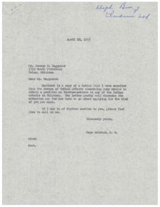 Correspondences Regarding Job Application for Teacher-Advisor Position in Oklahoma&#39;s Indian Schools, 1953-04-18