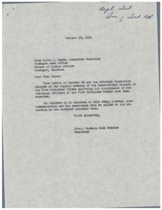 Continuance of Principal Officers of the Five Civilized Tribes: Correspondence and Resolutions from 1954, 1954-01-01 - 1955-12-31