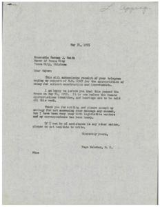 Correspondence Between Congressman Page Belcher and Mayor Herman J. Smith Regarding Airport Construction Funds, 1955-05-24