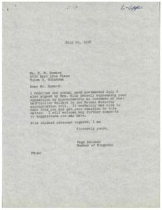 Correspondence Regarding Opposition to Increase in Mutual Security Appropriation Bill, 1956-07-10