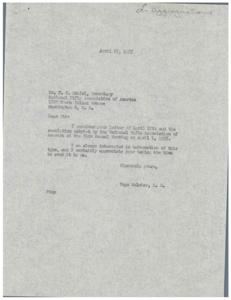 Correspondence Between NRA Secretary and Congressman Belcher Regarding Marksmanship Training Resolution, 1955, 1955-04-01
