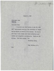 Correspondence Between Congressman Page Belcher and Miss Angie Debo Regarding Indian Affairs, 1955-07-29