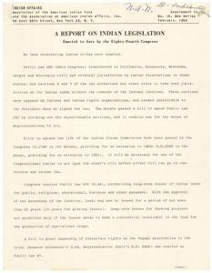 American Indian Legislative Updates and Advocacy Programs - February 1956 Issue, 1953-01-01 - 1953-12-31T00:00:00+00:00