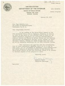 1955 Correspondence Regarding the Adoption of the Johnson-O&#39;Malley Contract for Tribal Programs, 1955-01-10