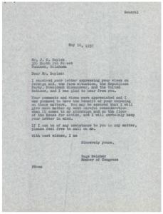 Response to a Constituent&#39;s Concerns: A Letter from Congressman Page Belcher, 1957, 1987-01-01