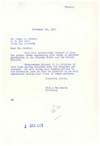 Letter to Charles A. Bredin Regarding Views on Supreme Court and United Nations, 1957-11-29