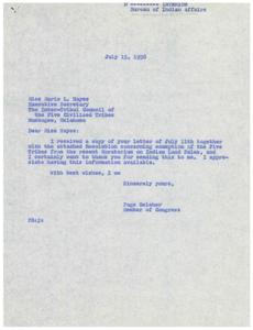 1958 Correspondence on the Exemption of the Five Civilized Tribes from the Moratorium on Indian Land Sales, 1958-07-09