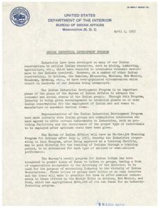 Indian Industrial Development Program: A Historical Overview and Progress Report from 1957, 1957-04-01