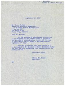 Correspondence Regarding Indian Employment and Training Programs in Oklahoma, 1958, 1958-09-10