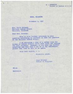 Correspondence on Rent Increase at Chilocco Indian School in 1957, 1955-01-01 - 1960-12-31