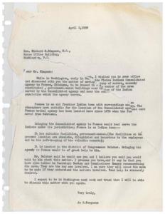Proposal for the Relocation of Plains Indians Consolidated Agency to Pawnee, Oklahoma, 1958-03-29