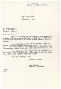 Correspondence Regarding the Request for a Chapel at Chilocco School in 1960, 1960-10-25