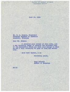 1959 Correspondence Between the Anadarko Chamber of Commerce and the Bureau of Indian Affairs Regarding Office Consolidation Concerns, 1959-06-10