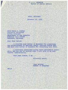 Correspondence Regarding the Establishment of National Annual American Indian Day and H.R. 8115 in 1959, 1955-01-01 - 1960-12-31