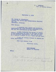 Correspondence Regarding Land Sale in Chilocco Reservation and Conservation Efforts in Western Kay County, 1959-08-20