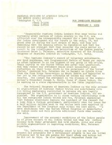 National Congress of American Indians Condemns Request for Foreign Loan; Affirms Loyalty to U.S., 1959-02-06