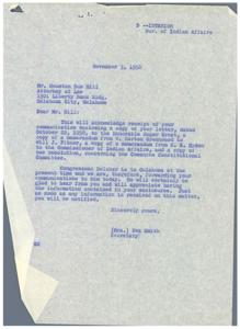 Correspondence Regarding the Comanche Tribe Constitutional Committee, 1958-1959, 1955-01-01 - 1960-12-31